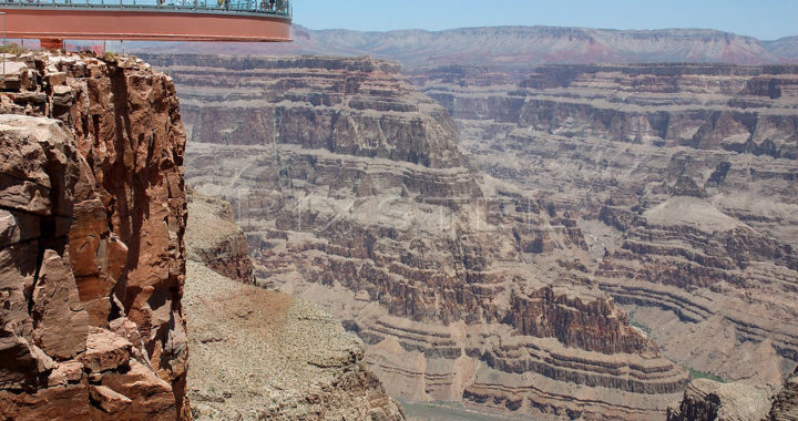 View of the Skywalk hovering over the Grand Canyon.